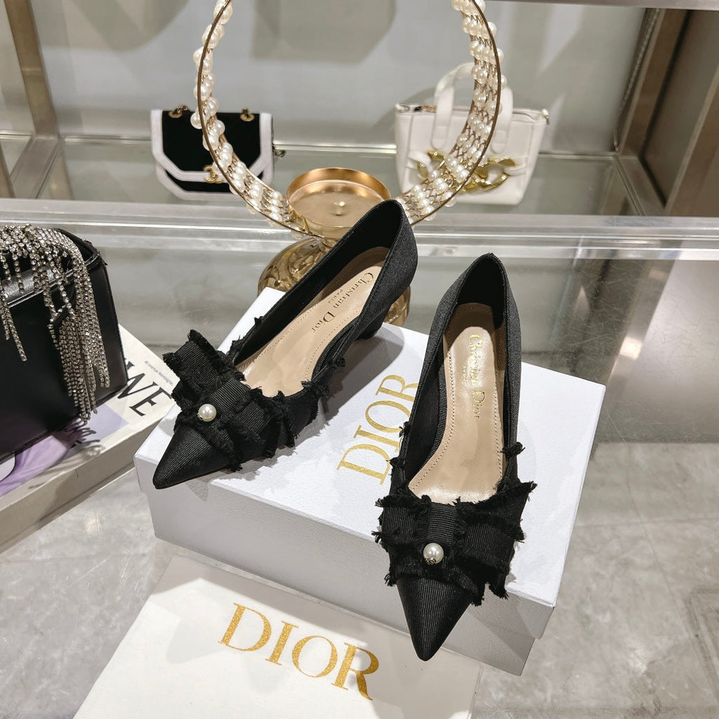 Dior Adiorable Bow Pearl Wedge Pumps