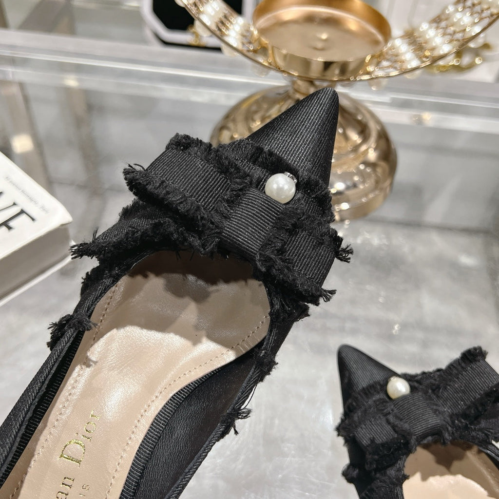 Dior Adiorable Bow Pearl Wedge Pumps