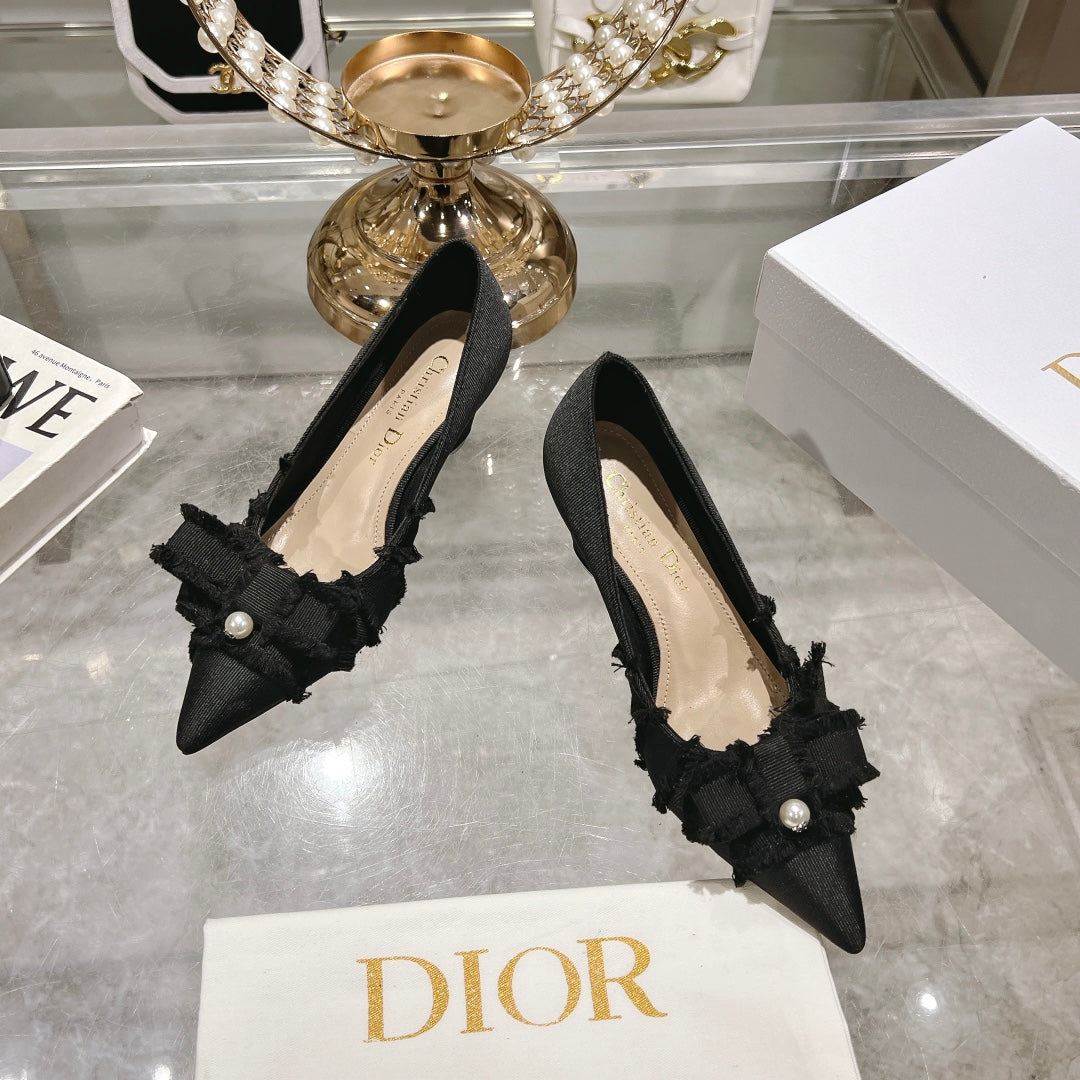 Dior Adiorable Bow Pearl Wedge Pumps