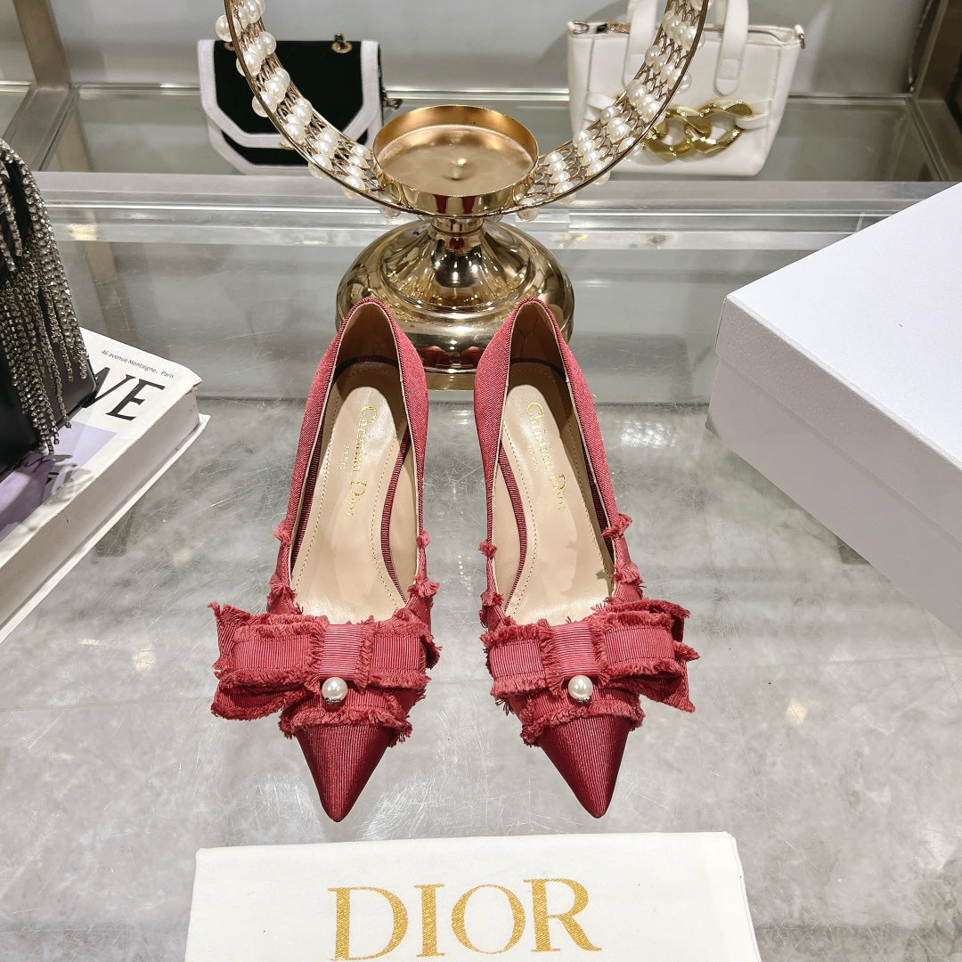 Dior Adiorable Bow Pearl Wedge Pumps