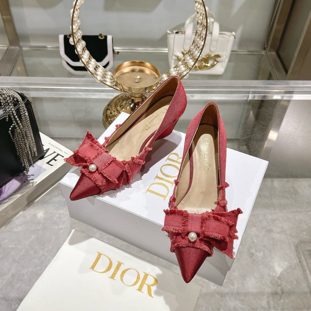 Dior Adiorable Bow Pearl Wedge Pumps