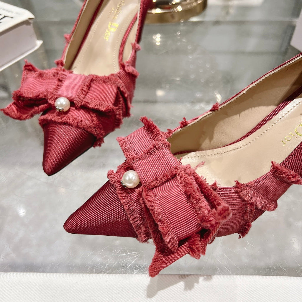 Dior Adiorable Bow Pearl Wedge Pumps