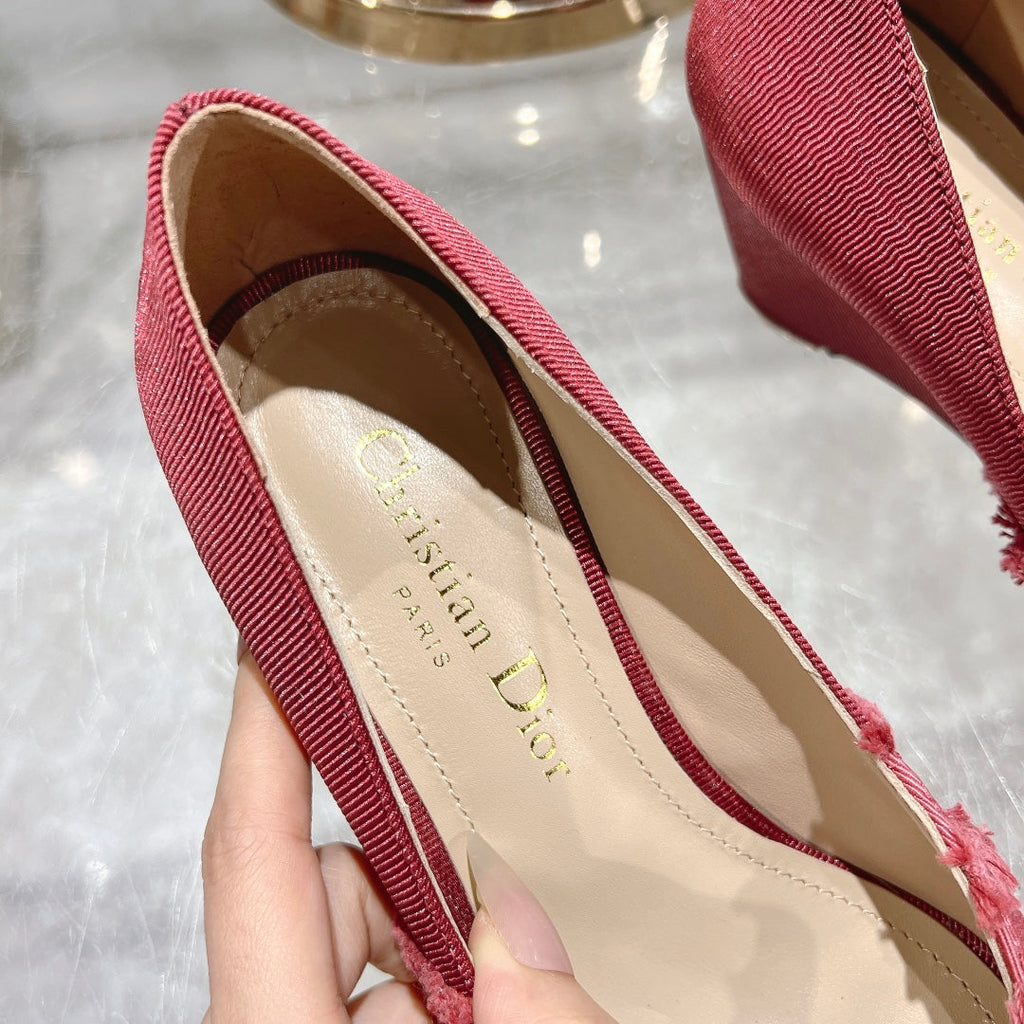 Dior Adiorable Bow Pearl Wedge Pumps