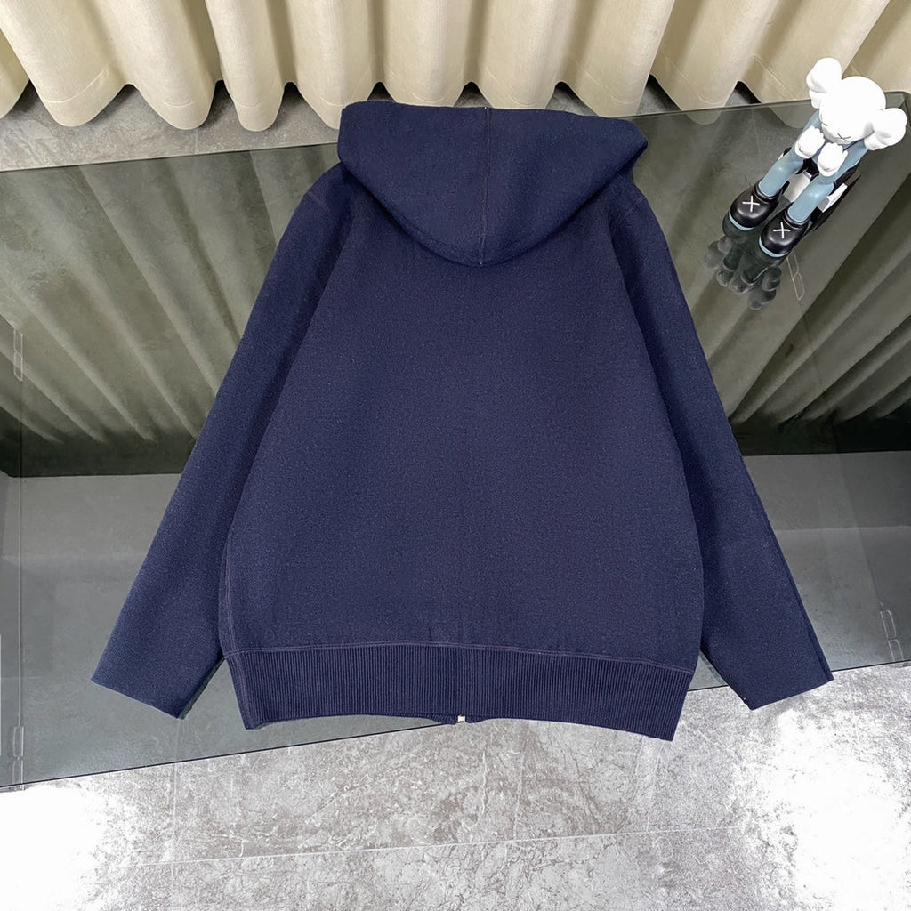Hermès Classic Jacquard Cashmere Hooded Cardigan