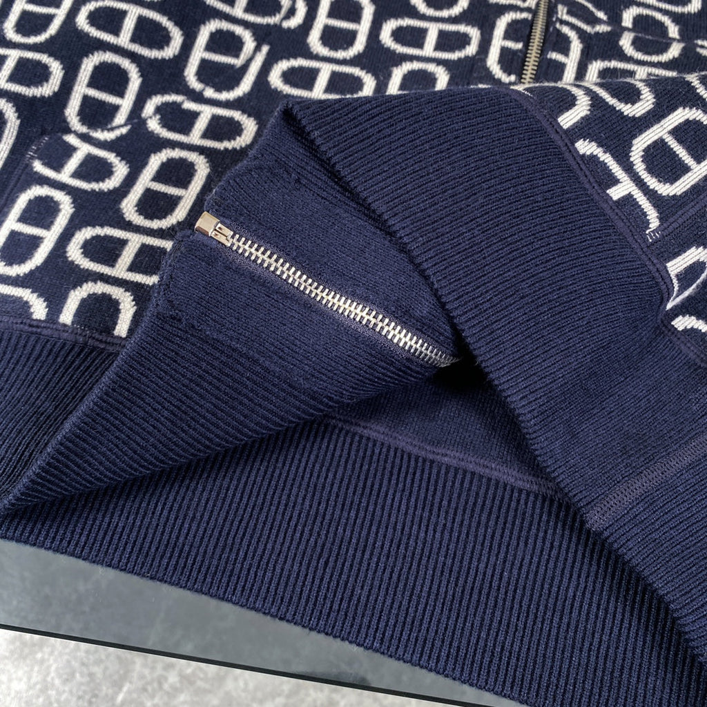 Hermès Classic Jacquard Cashmere Hooded Cardigan