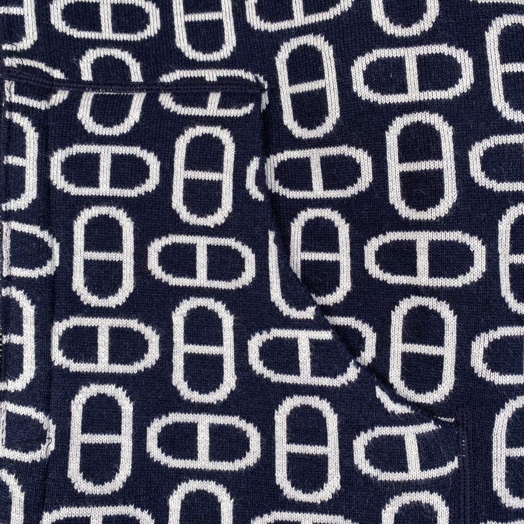 Hermès Classic Jacquard Cashmere Hooded Cardigan