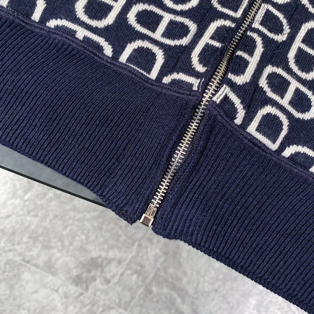 Hermès Classic Jacquard Cashmere Hooded Cardigan