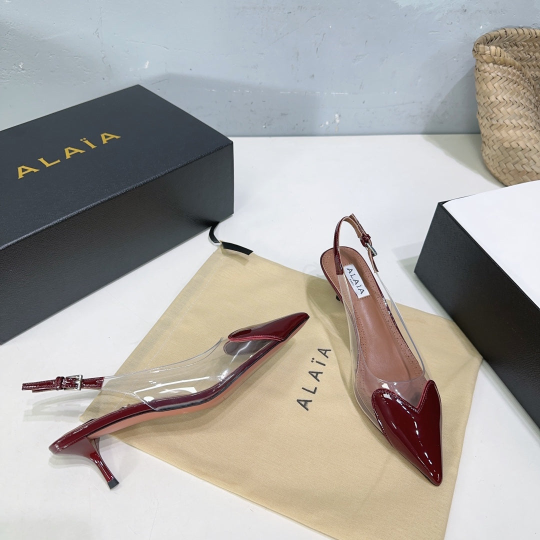 Alaïa Heart PVC Pointed Toe Slingback Mules – Spring/Summer 2025