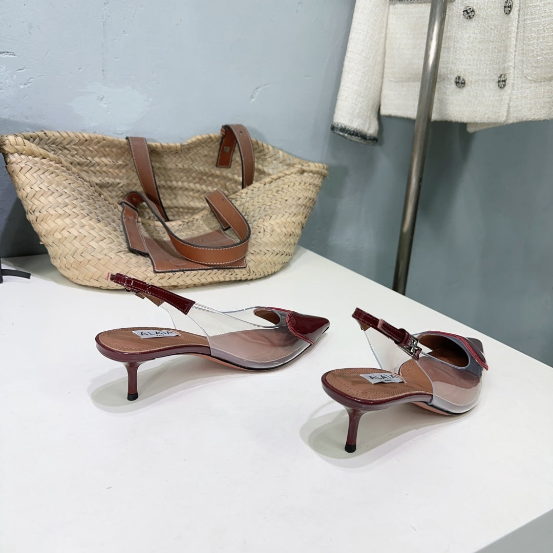Alaïa Heart PVC Pointed Toe Slingback Mules – Spring/Summer 2025