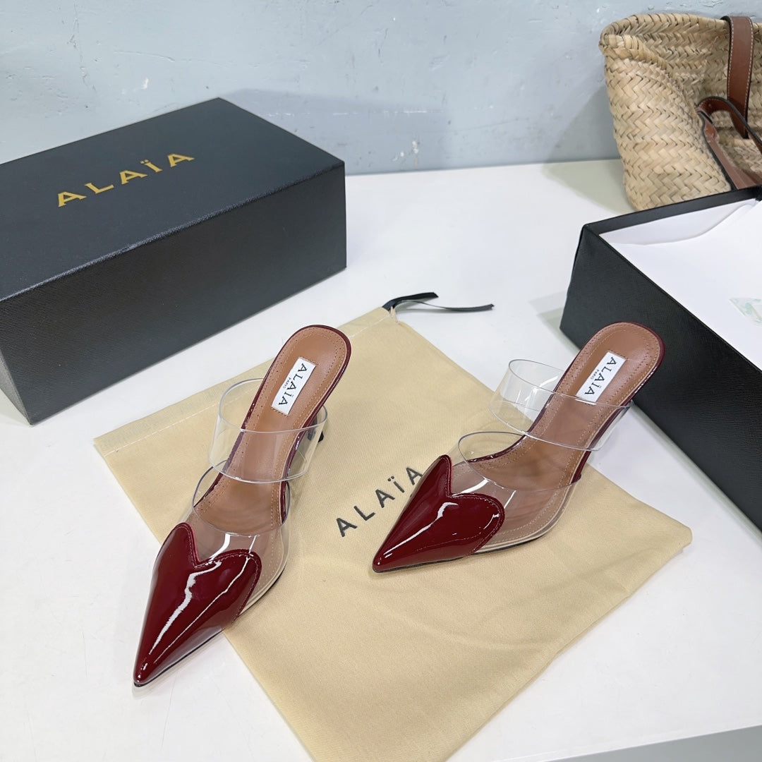 Alaïa Heart PVC Pointed Toe Slingback Mules – Spring/Summer 2025