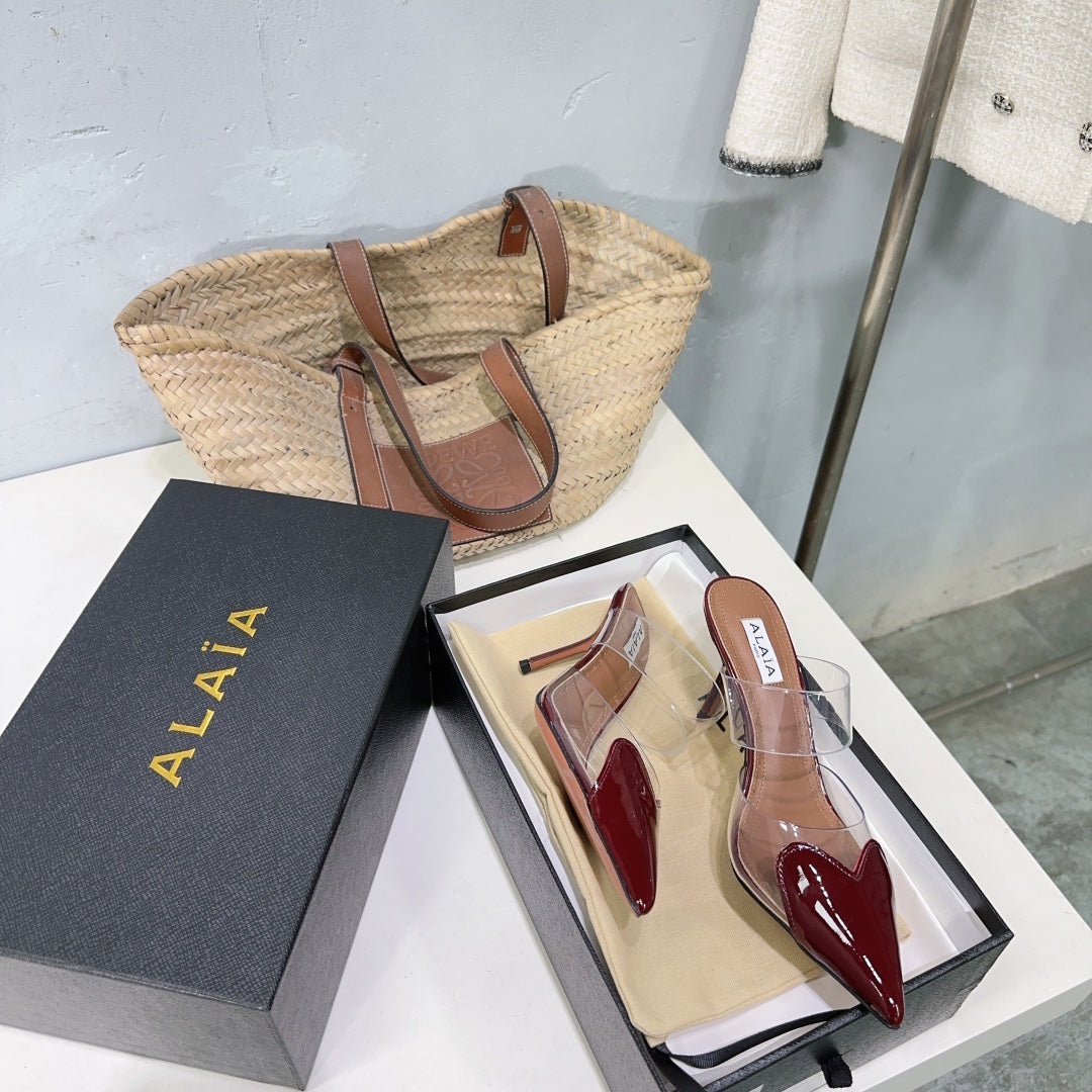 Alaïa Heart PVC Pointed Toe Slingback Mules – Spring/Summer 2025