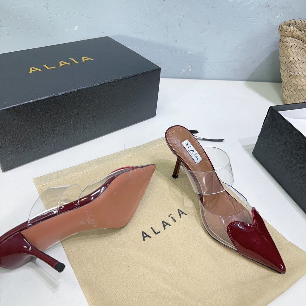 Alaïa Heart PVC Pointed Toe Slingback Mules – Spring/Summer 2025