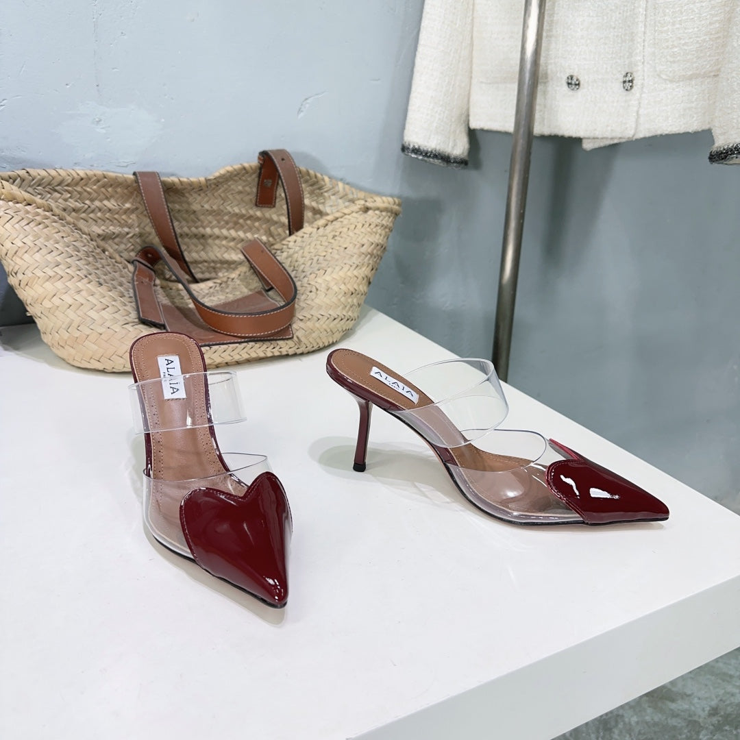 Alaïa Heart PVC Pointed Toe Slingback Mules – Spring/Summer 2025