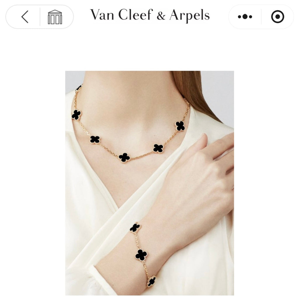 Van Cleef & Arpels Vintage Alhambra Gold Onyx Necklace – 2025 Collection