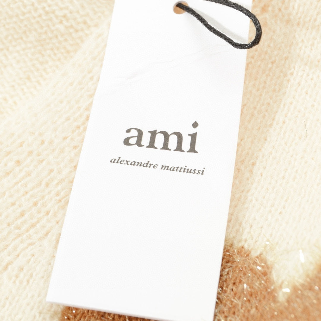 AMI Paris Holiday Limited Gold Heart Jacquard Cardigan – 24FW