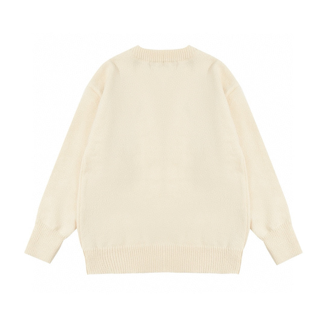 AMI Paris Holiday Limited Gold Heart Jacquard Cardigan – 24FW