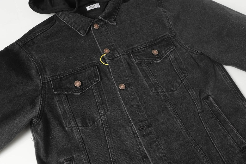 Celine Vintage Faux Two-Piece Hooded Denim Jacket