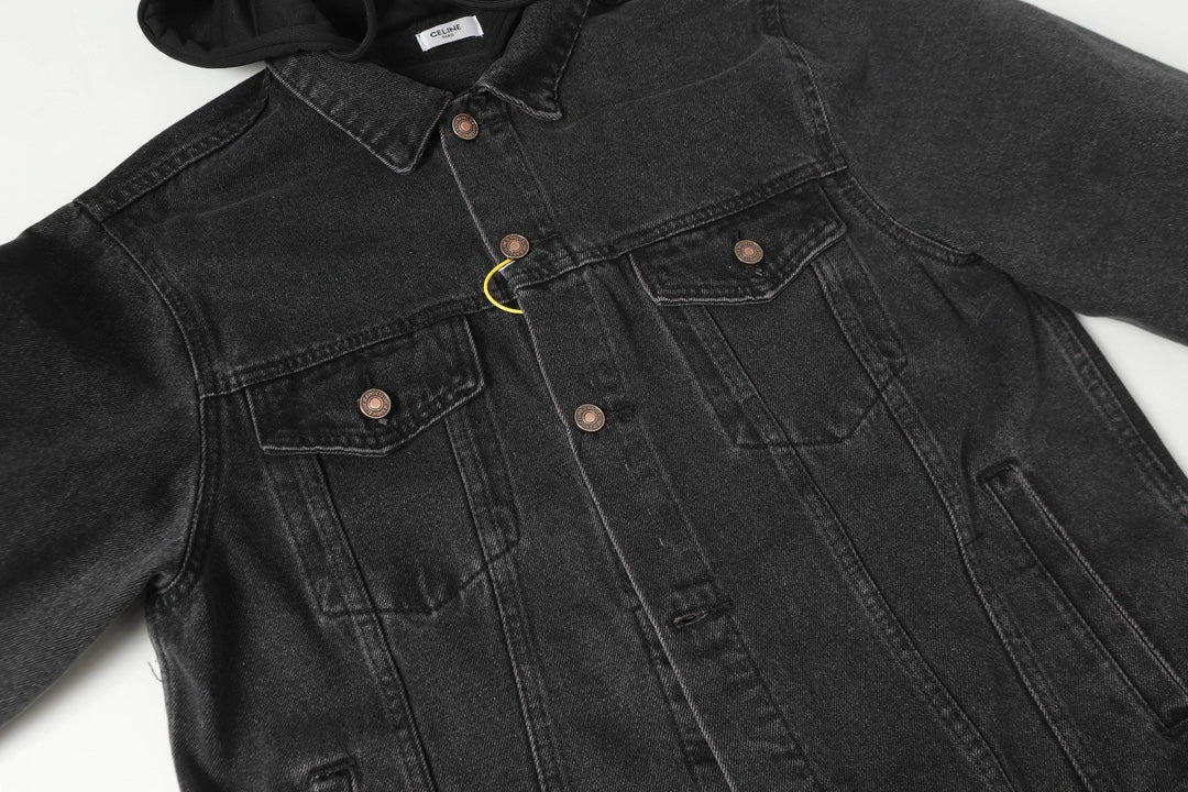 Celine Vintage Faux Two-Piece Hooded Denim Jacket