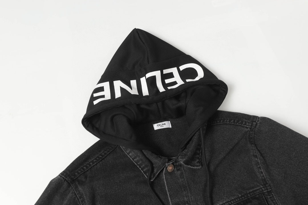 Celine Vintage Faux Two-Piece Hooded Denim Jacket