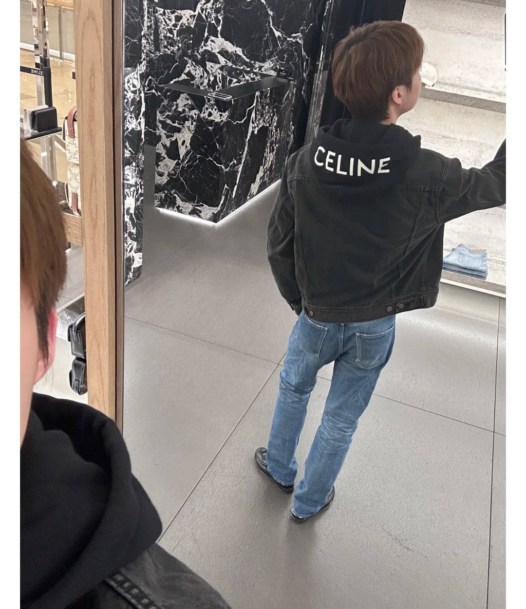 Celine Vintage Faux Two-Piece Hooded Denim Jacket