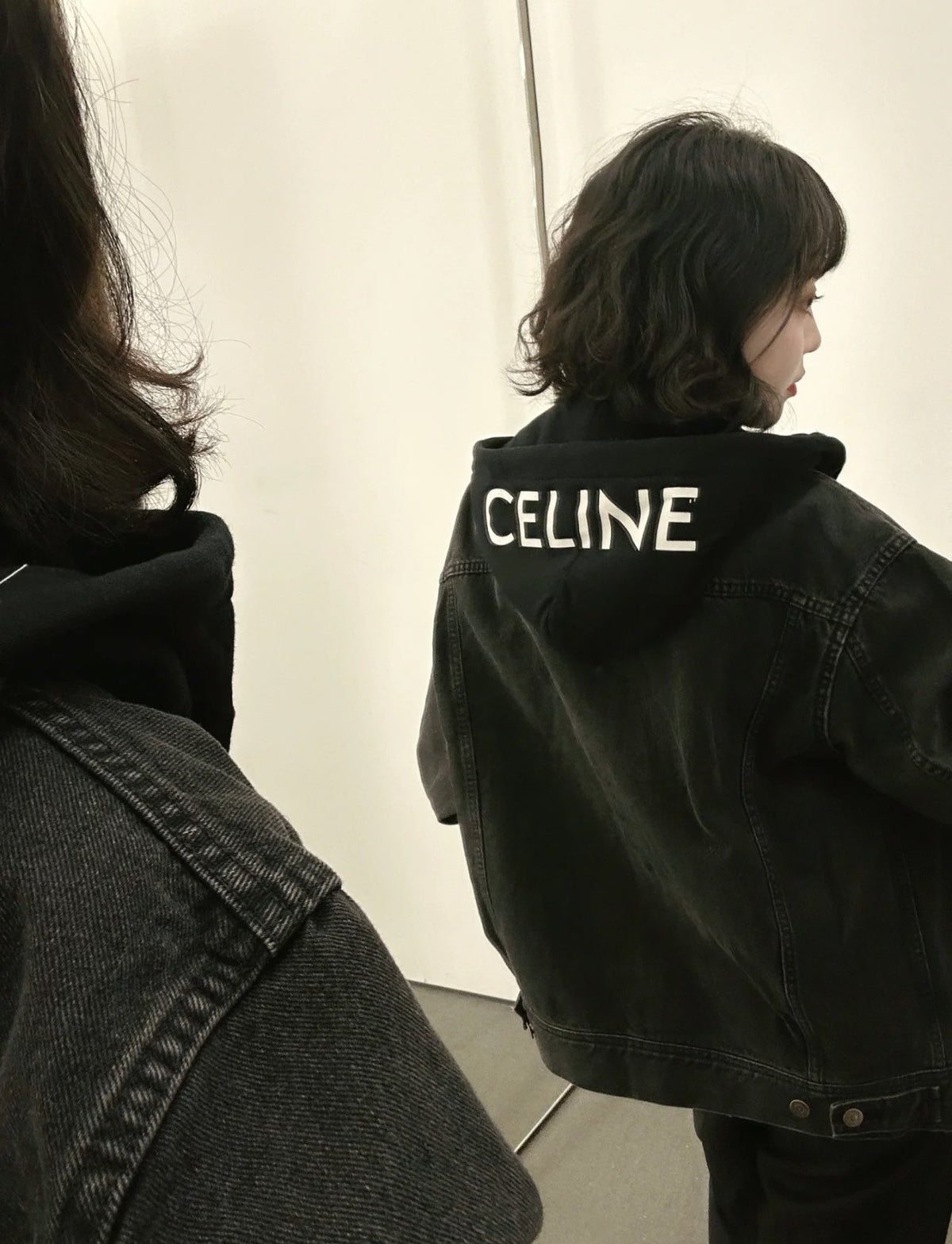 Celine Vintage Faux Two-Piece Hooded Denim Jacket