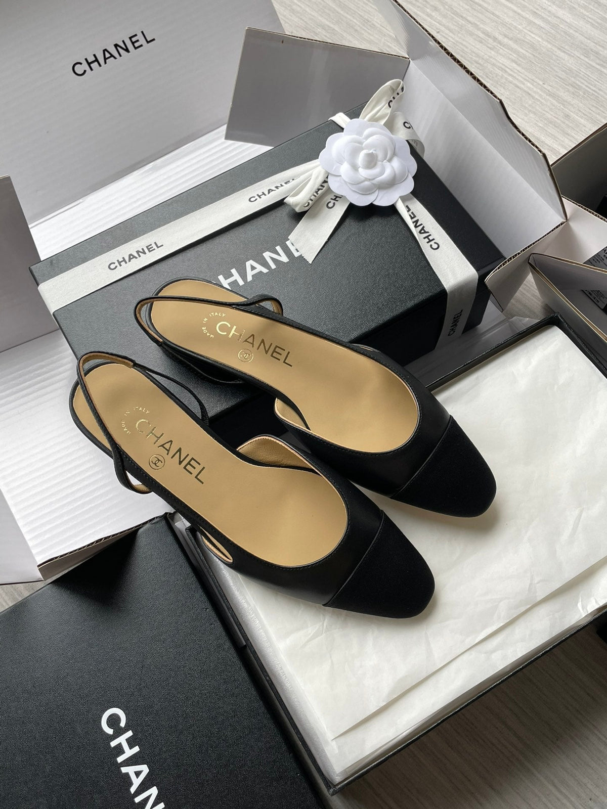 Chanel Lambskin Slingback Sandals