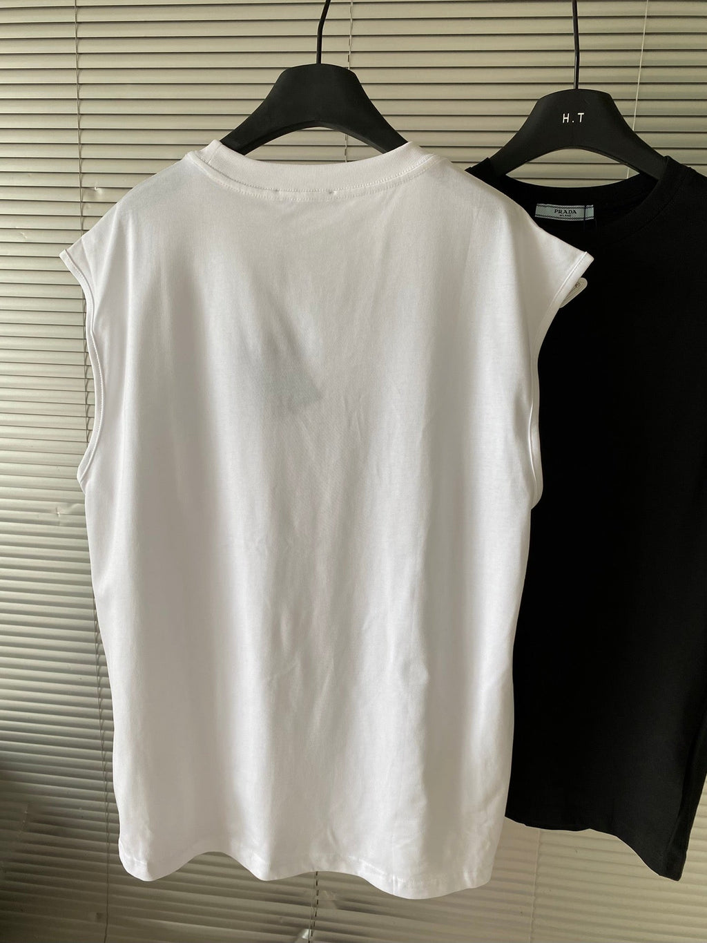 Prada Metal Triangle Logo Cotton Tank Top