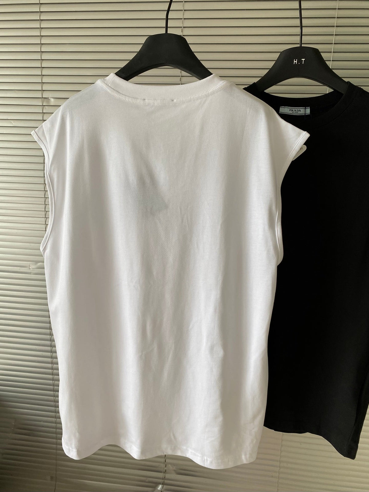 Prada Metal Triangle Logo Cotton Tank Top