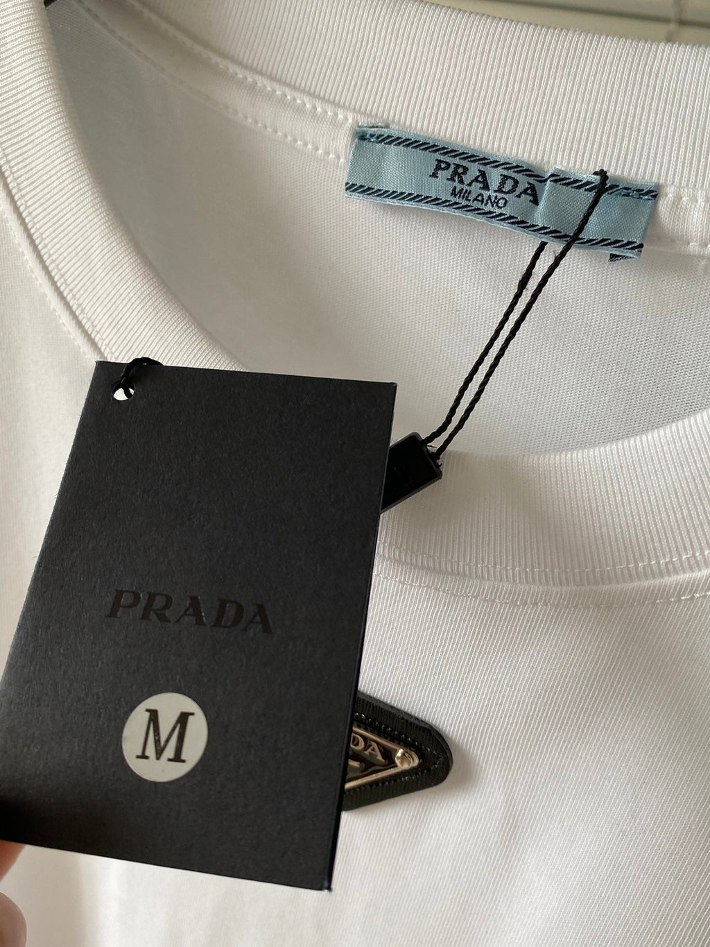 Prada Metal Triangle Logo Cotton Tank Top