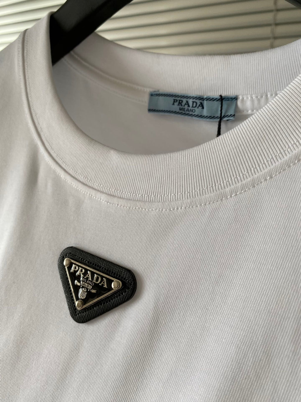 Prada Metal Triangle Logo Cotton Tank Top