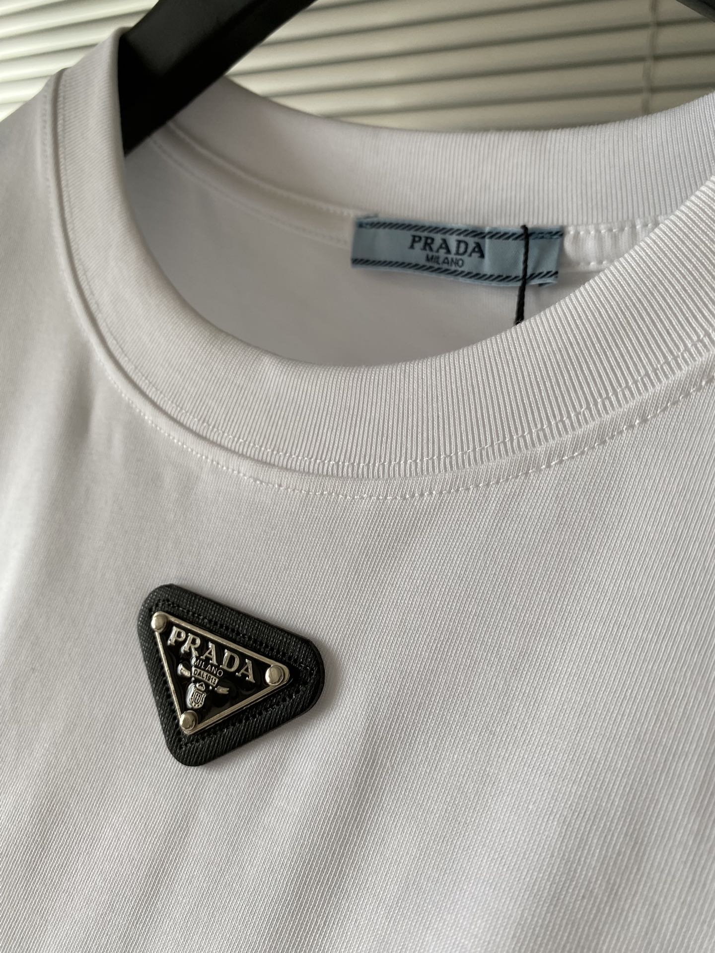 Prada Metal Triangle Logo Cotton Tank Top