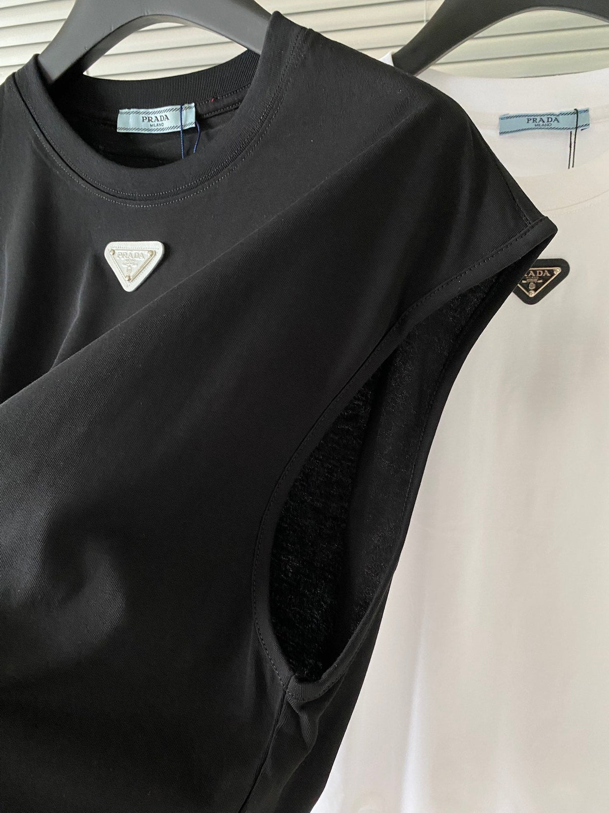 Prada Metal Triangle Logo Cotton Tank Top