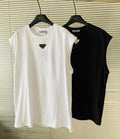 Prada Metal Triangle Logo Cotton Tank Top
