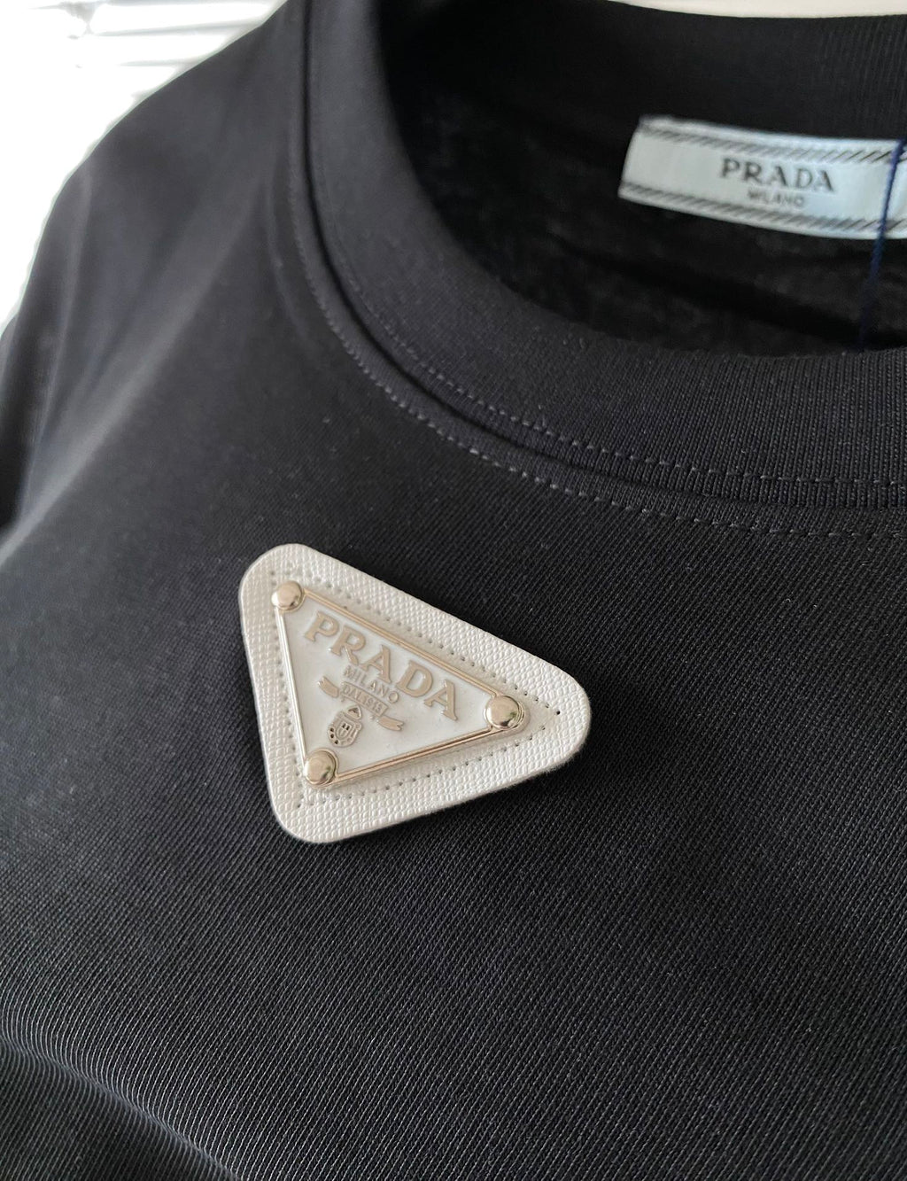 Prada Metal Triangle Logo Cotton Tank Top