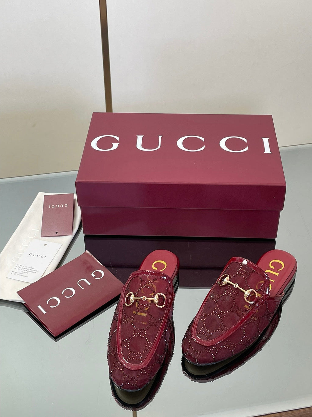Gucci Crystal GG Patent Loafer Mules – 2025FW