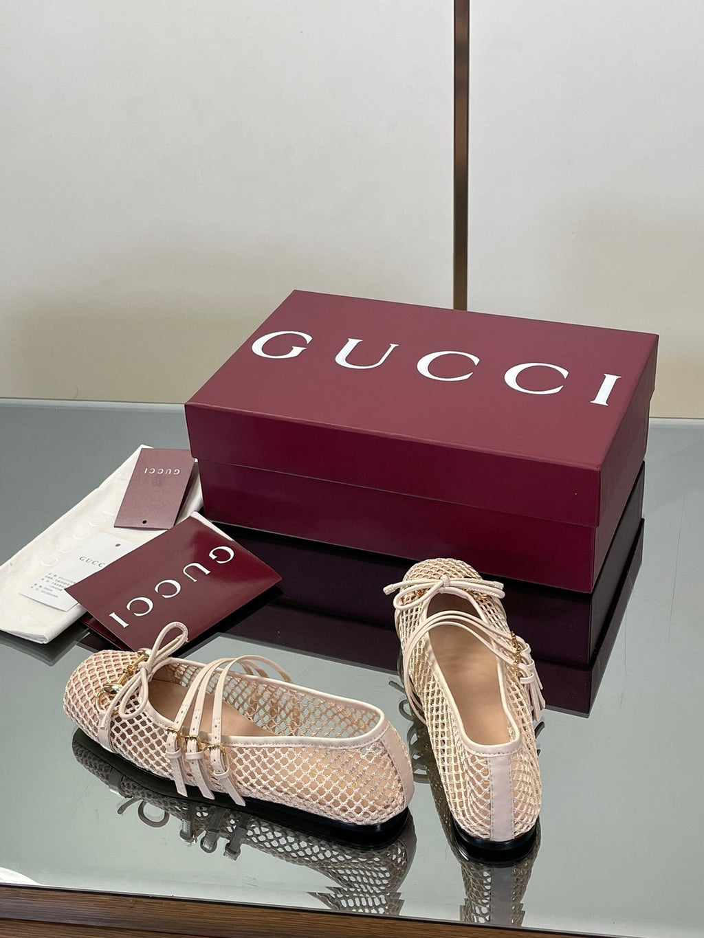 Gucci Horsebit Mesh Square-Toe Ballerina Flats – 25FW