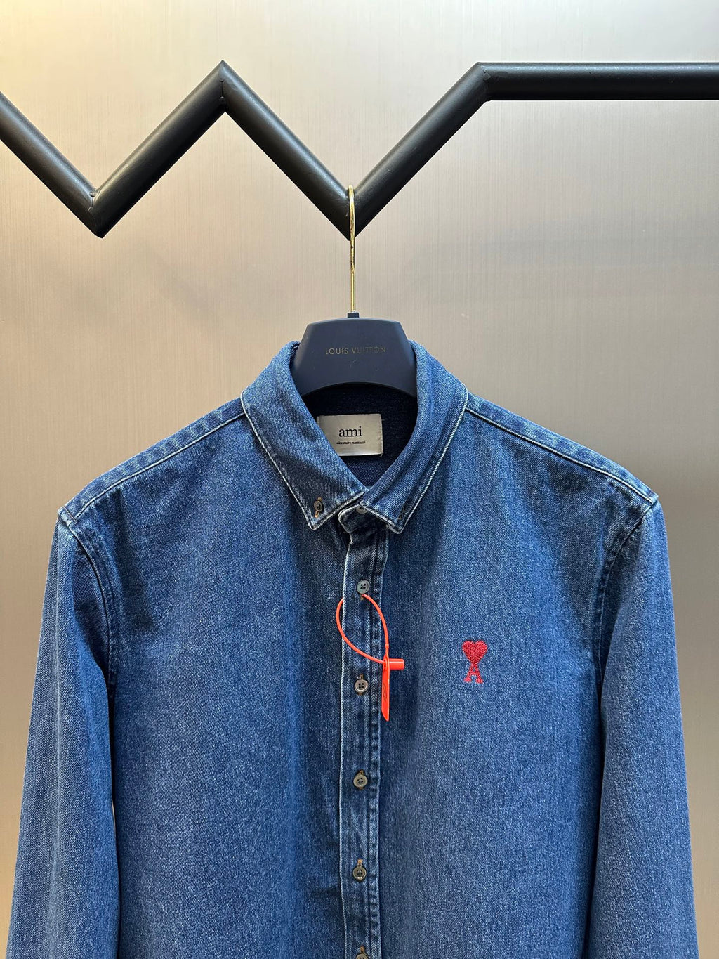 Ami Paris Denim Shirt Jacket with Ami De Coeur Patch