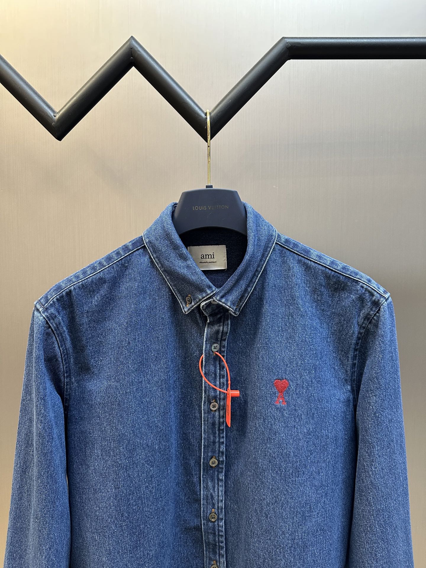 Ami Paris Denim Shirt Jacket with Ami De Coeur Patch