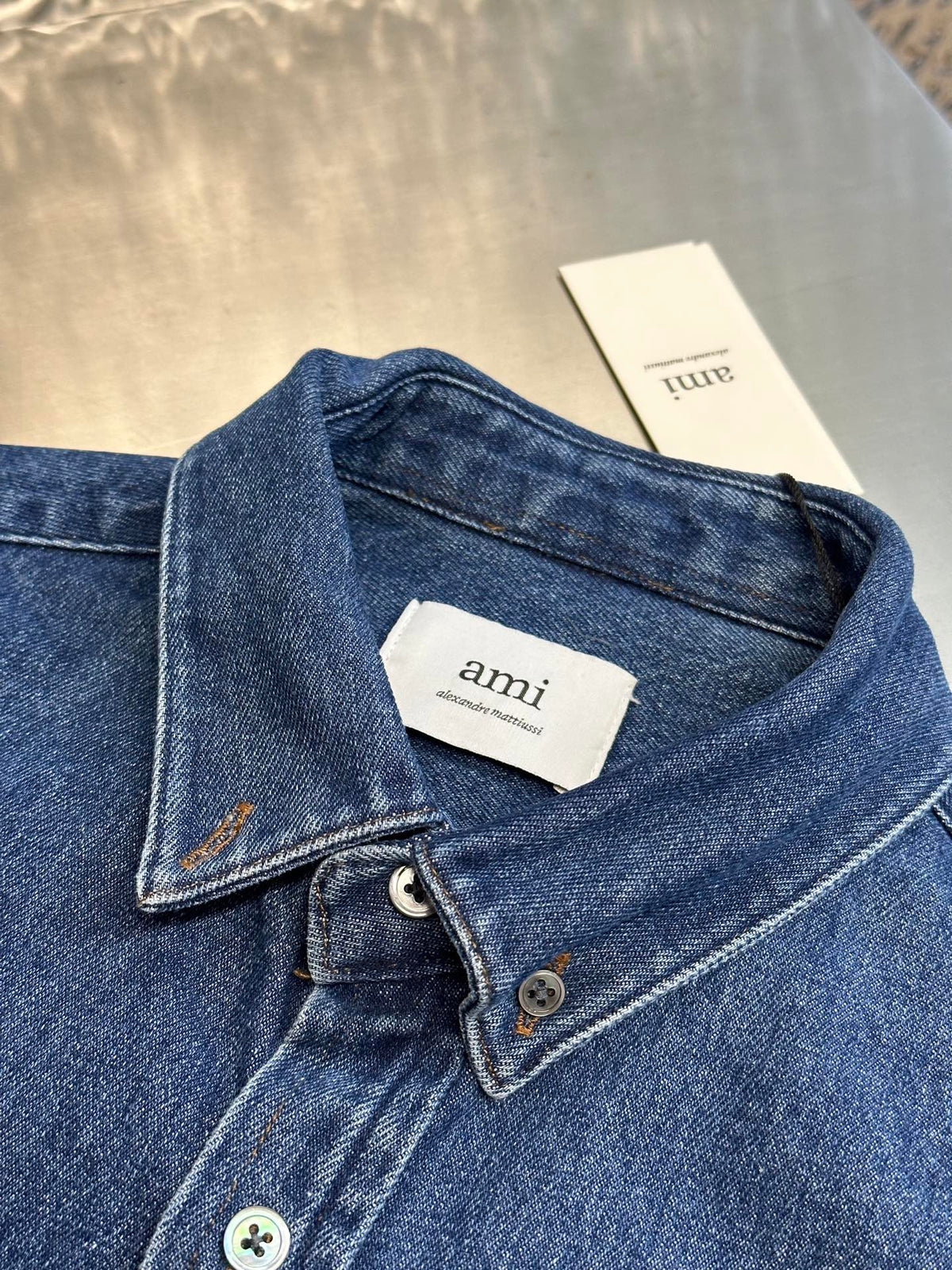 Ami Paris Denim Shirt Jacket with Ami De Coeur Patch