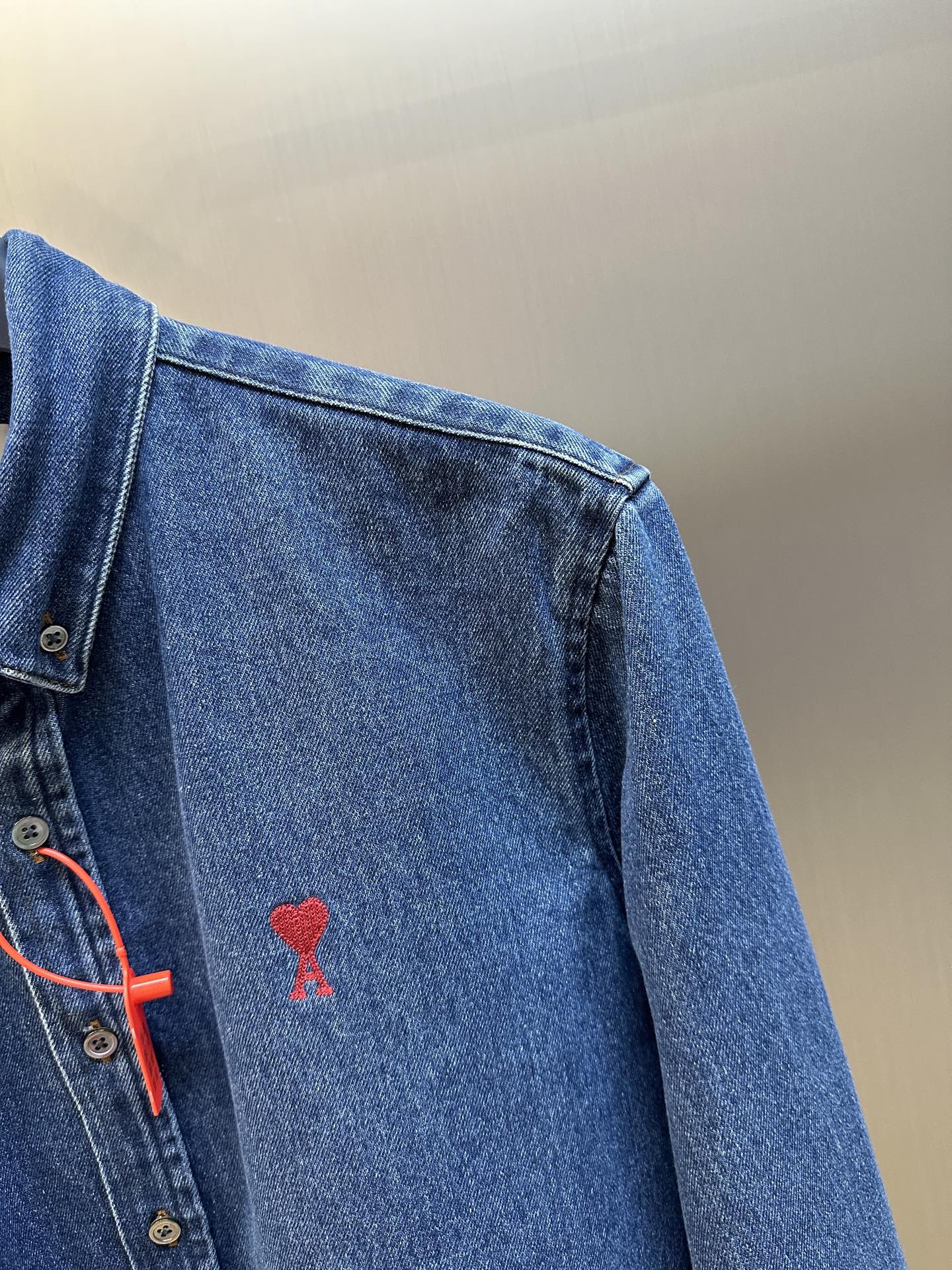 Ami Paris Denim Shirt Jacket with Ami De Coeur Patch