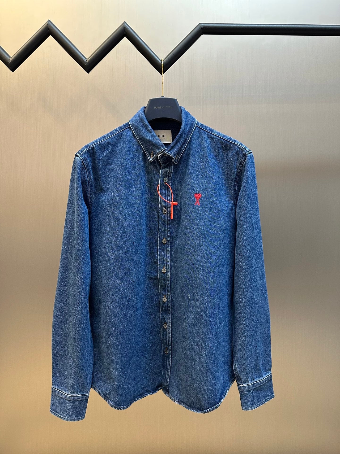 Ami Paris Denim Shirt Jacket with Ami De Coeur Patch