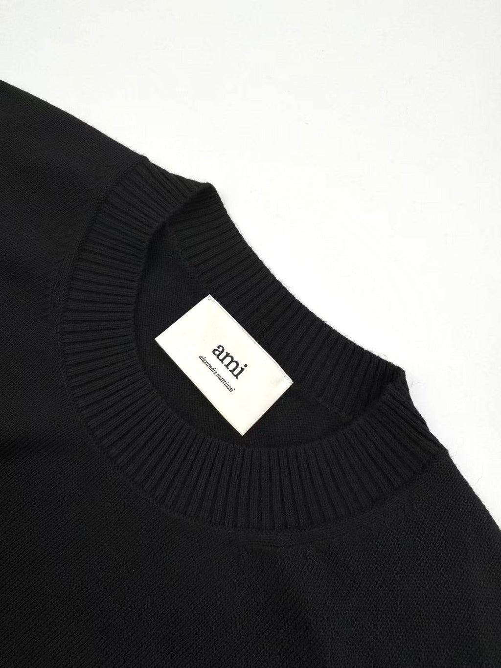 Ami Paris Heart Embroidery Merino Wool Sweater