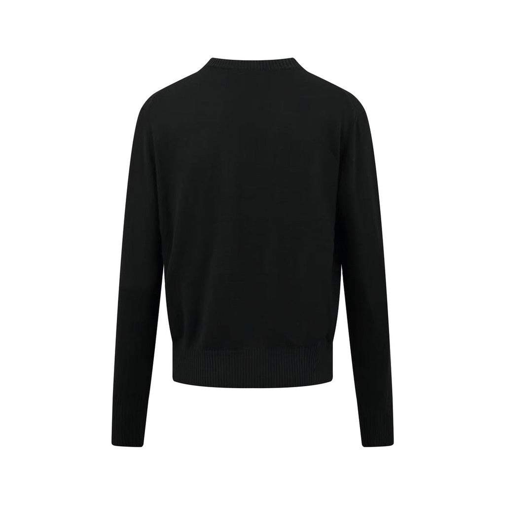 Ami Paris Heart Embroidery Merino Wool Sweater