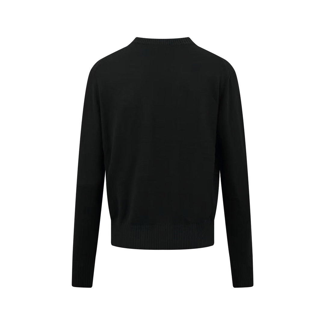 Ami Paris Heart Embroidery Merino Wool Sweater