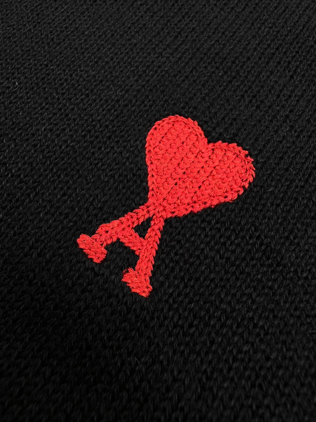 Ami Paris Heart Embroidery Merino Wool Sweater