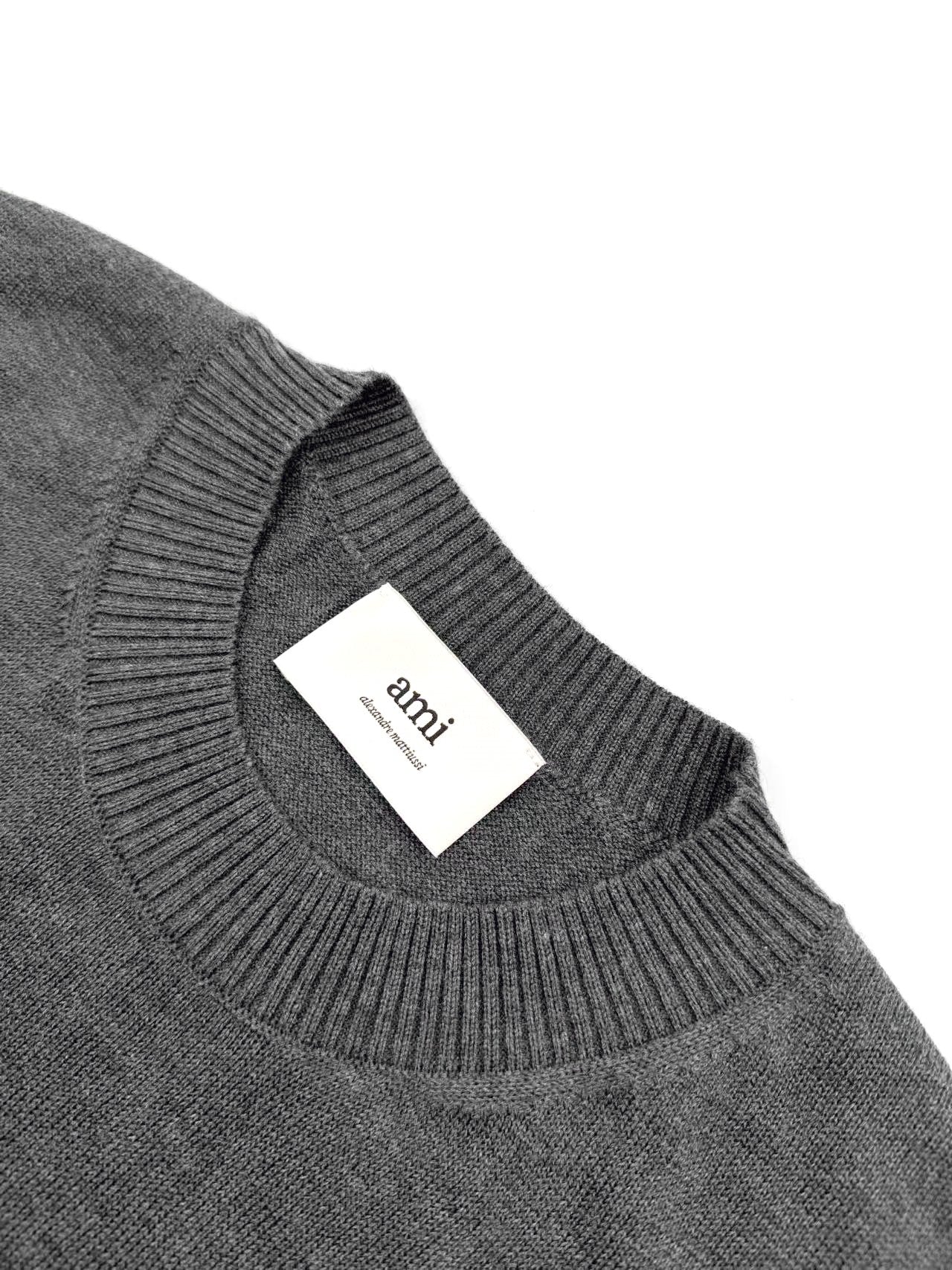 Ami Paris Heart Embroidery Merino Wool Sweater
