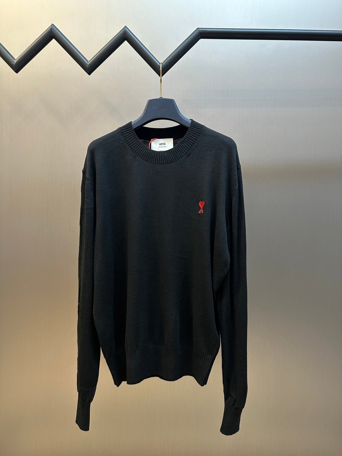 AMI Paris Heart Embroidery Merino Sweater