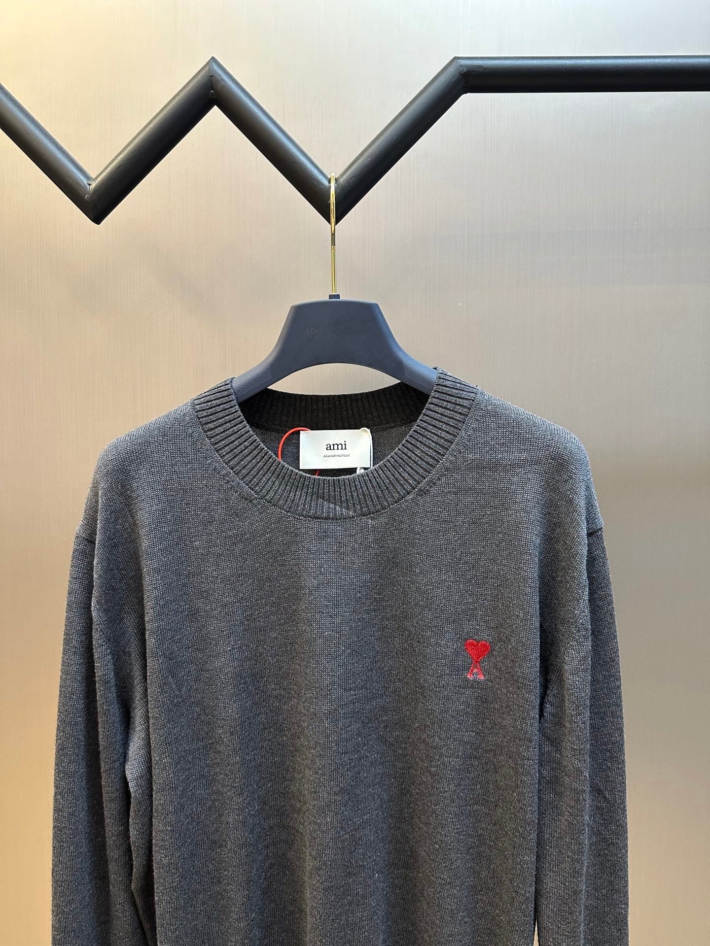 AMI Paris Heart Embroidery Merino Sweater