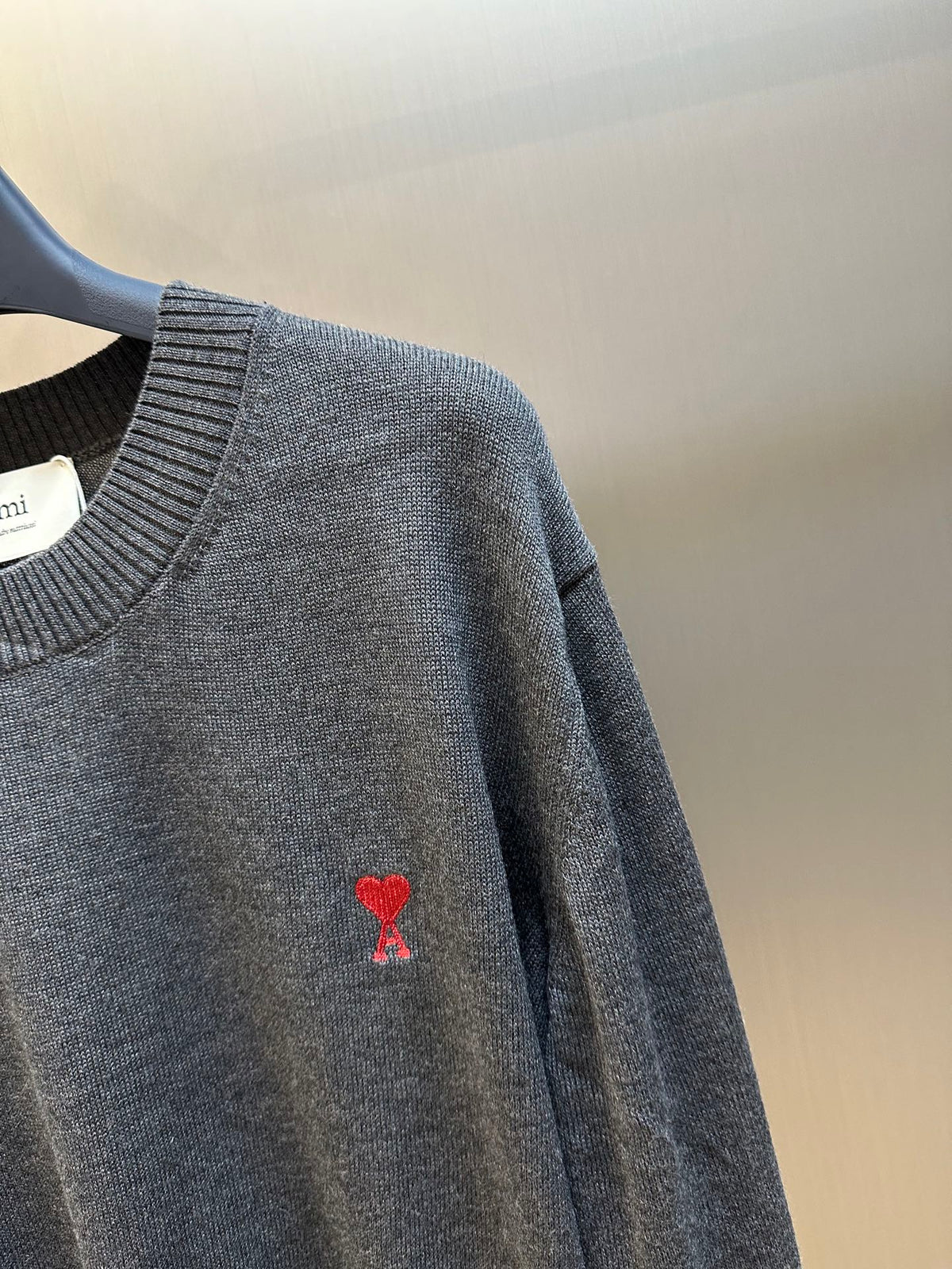 AMI Paris Heart Embroidery Merino Sweater
