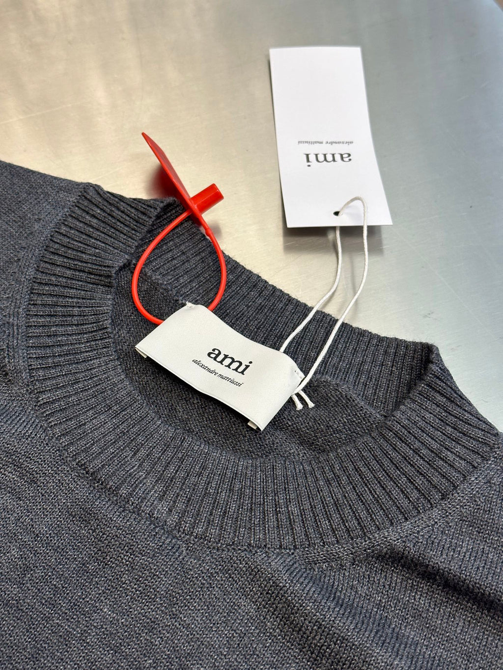 AMI Paris Heart Embroidery Merino Sweater